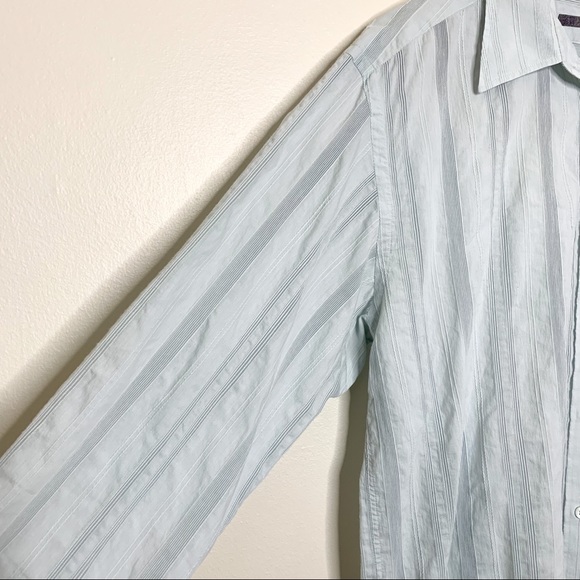 Ted Baker Light Blue Textured Pastel Blue Spinx Slim Fit Button Down Shirt 44 - Picture 4 of 12